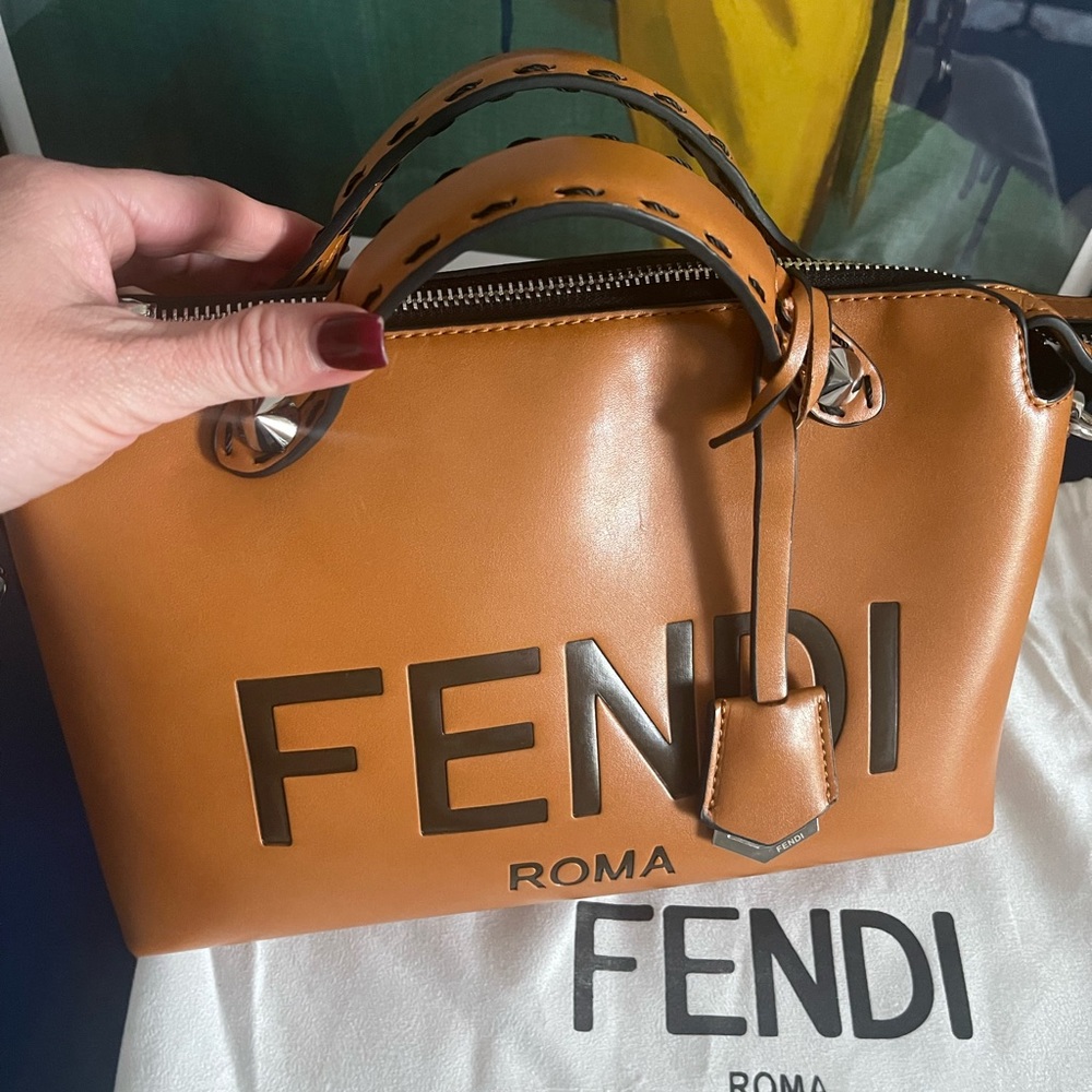 Fendi By The Way Medium Brown Leather Boston Bag - Like New